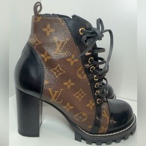 Louis Vuitton Black and Brown Lace-Up Boots